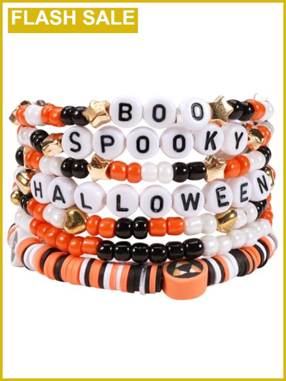 Halloween Stretchy Beaded Stackable Bracelets Set for Women Party